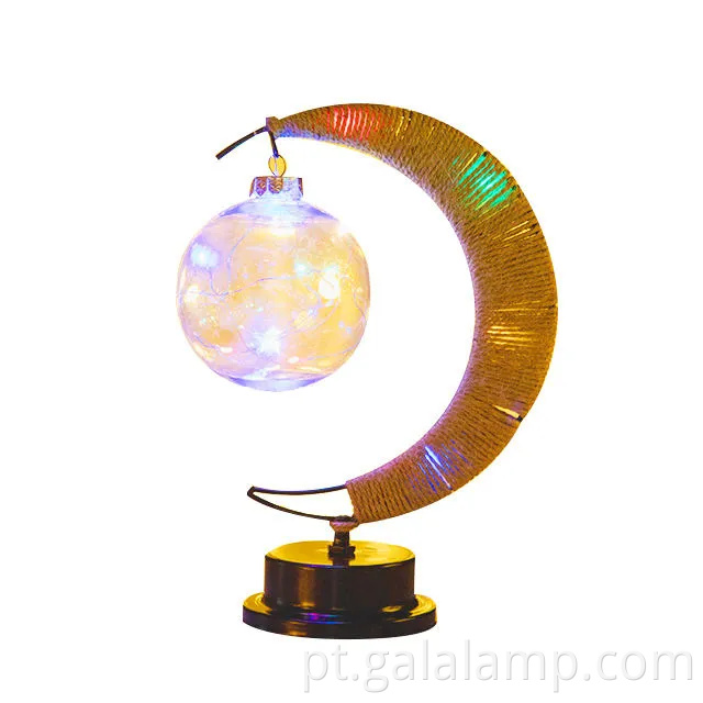 Lâmpada de lua 3D encantada com luzes estrela azul cintilantes